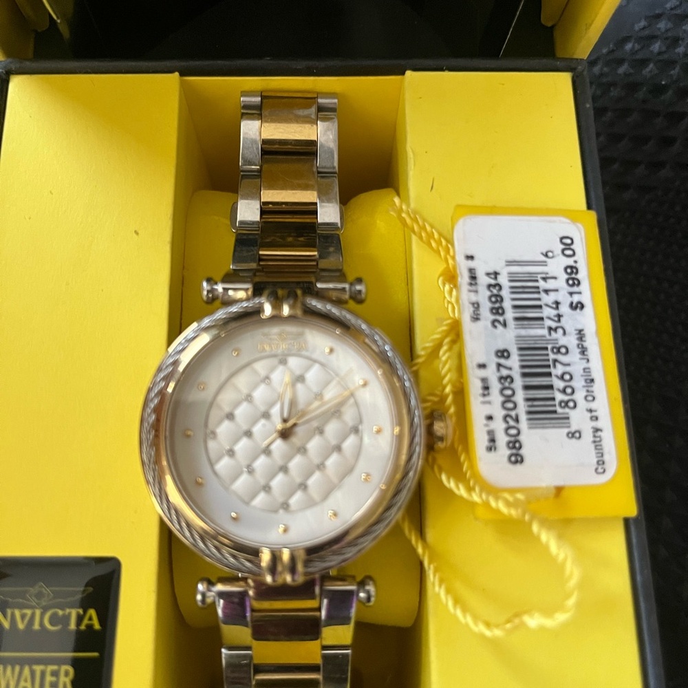 Invicta Gold and Silver Two-Tone Watch with Textured Dial